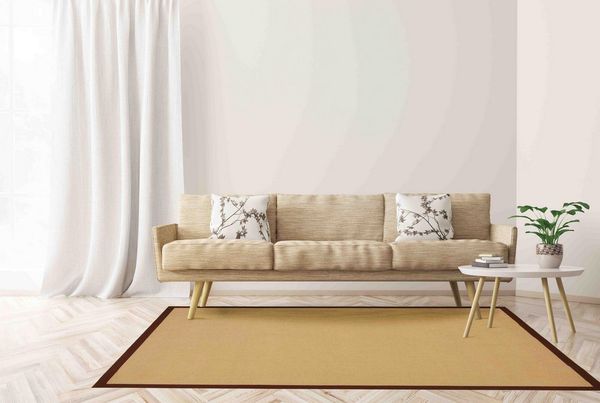 carpetfine Sisalteppich Sisal, auch als Läufer erhältlich, rechteckig, Höhe: 5 mm, mit farbiger Bordüre, Anti Rutsch Rückseite, viele Größen, Wohnzimmer