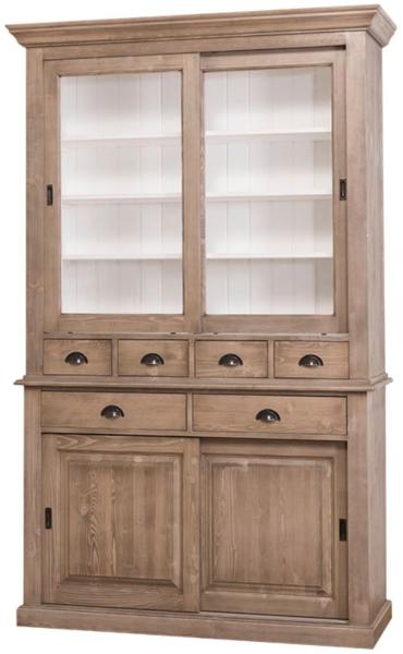 Casa Padrino Landhausstil Küchenschrank Braun / Weiß 142 x 48 x H. 225 cm - 2 Teiliger Küchenschrank mit 4 Schiebetüren und 6 Schubladen