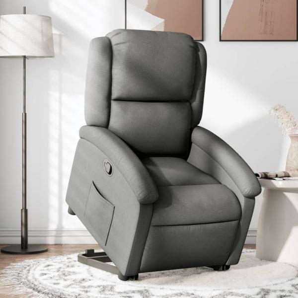 vidaXL Relaxsessel mit Aufstehhilfe Dunkelgrau Stoff 3204165