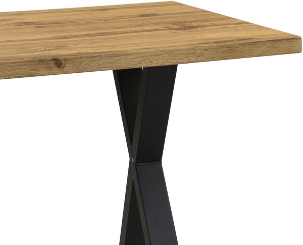 Esstisch 140x80x76 cm mit Kreuzbein-Design – moderner Tisch aus MDF und Metall in Eiche Bild 9