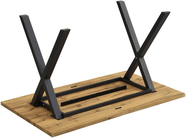 Esstisch 140x80x76 cm mit Kreuzbein-Design – moderner Tisch aus MDF und Metall in Eiche Bild 6