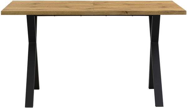 Esstisch 140x80x76 cm mit Kreuzbein-Design – moderner Tisch aus MDF und Metall in Eiche Bild 5