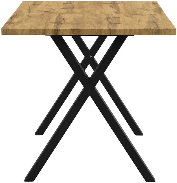 Esstisch 140x80x76 cm mit Kreuzbein-Design – moderner Tisch aus MDF und Metall in Eiche Bild 4