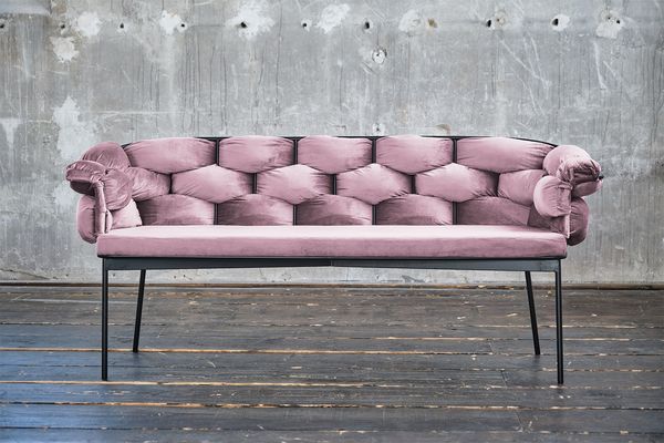 KAWOLA Bank MONTY Sitzbank 240cm Velvet rosa 78 x 62 x 240 cm