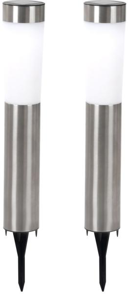 2er Set LED Solarleuchte, Edelstahl, Erdspieß, H 56 cm