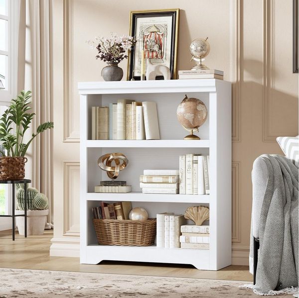 GarveeMore Bücherregal 100cm Bücherregal 3 Etagen offenes Bücherregal verstellbar