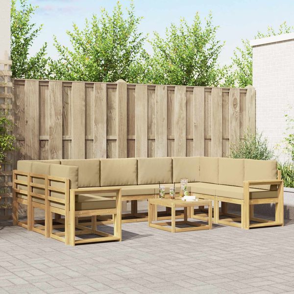 vidaXL Outdoor-Sofagarnitur 10 pcs Weiß und Beige 59 x 59 x 37 cm 3388262
