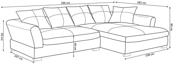 Ecksofa TIZIAN L-Form Wildlederoptik- Anthrazit / Rechts+ Hocker Bild 2