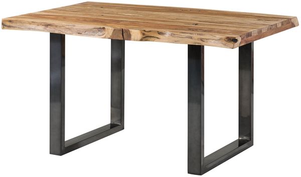 Baumtisch Sheesham 140x90x77 natur sandgestrahlt / U-Beine anthrazit glänzend FREEFORM 5