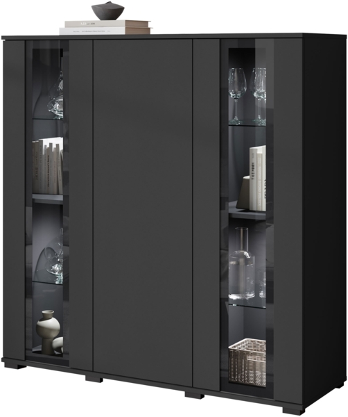 Kommode Clarkoy HB 120 (Farbe: Schwarz, mit weißer LED Beleuchtung)