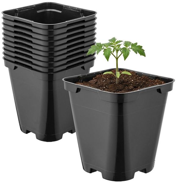 Garronda Blumentopf Kunststoff eckig abgerundet mit Drainagelöchern für Garten GD-0200 (10 St, 10er Set)
