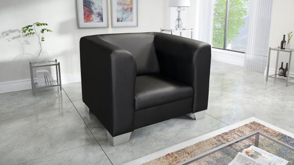 Edler Loungesessel Chicago in Kunstleder Schwarz Couch Polstersofa Sofa Sessel