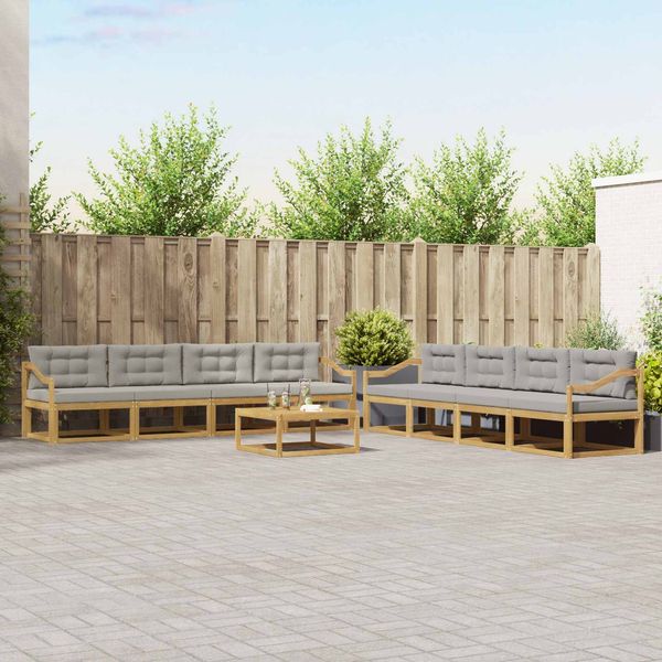 vidaXL Outdoor-Sofagarnitur 9 pcs Weiß und Hellgrau 79 x 79 x 37 cm 3386250