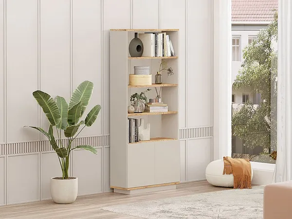 Vente-unique - LOTULA Bookcase Holz, Platte BeigeBeige - B 26,8 cm x H 168,3 cm x L 75,5 cm