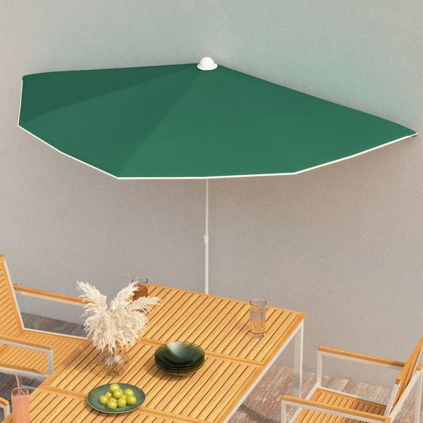 vidaXL Halb-Sonnenschirm mit Mast 180x90 cm Grün 315560