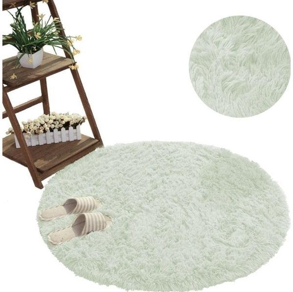 Strado runder Shaggy-Teppich 150x150 WhiteLime (Weiß-Limette) vielseitig