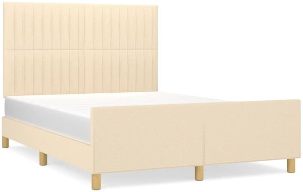 Doppelbett, Bettgestell Modernen ohne Matratze Creme 140x190 cm Stoff d1954e