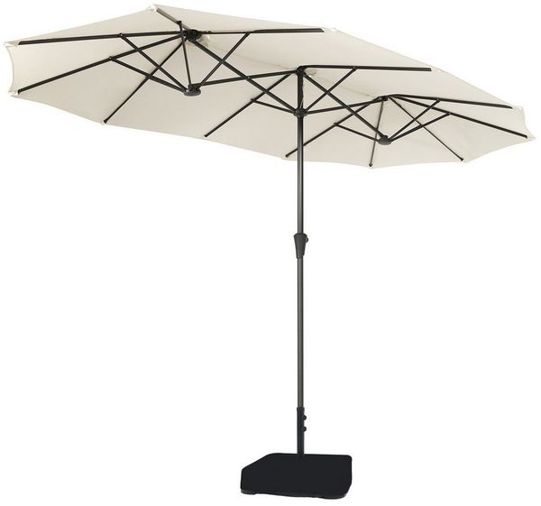 Sekey Sonnenschirm 400 x 220 cm Doppelsonnenschirm mit Kurbel, Groß Gartenschirm, UPF50+, LxB: 400,00x220,00 cm, Ohne/mit 50kg Ständer, UV 50+, wasserdicht, belüftet