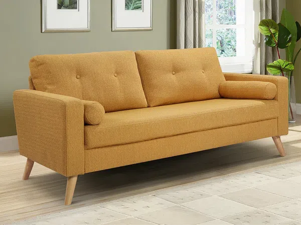 Vente-unique 'TATUM' 3-Sitzer Sofa, Bouclé Stoff gelb, 182 x 81 x 83 cm