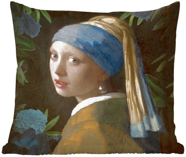 MuchoWow Dekokissen Das Mädchen mit dem Perlenohrring - Vermeer - Kunst, Zierkissen mit Füllung für Wohnzimmer, Sofakissen, 40x40 cm