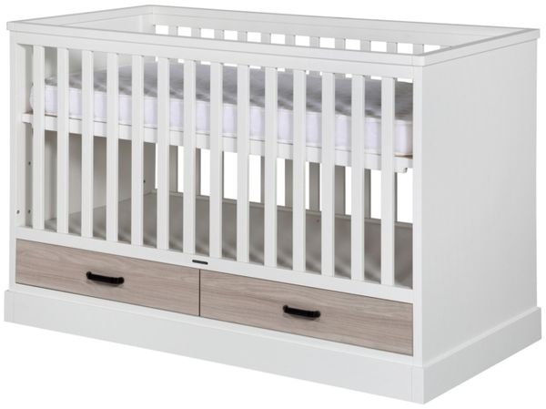 Kidsmill Newport Babybett Weiß / Eiche 70 x 140 cm