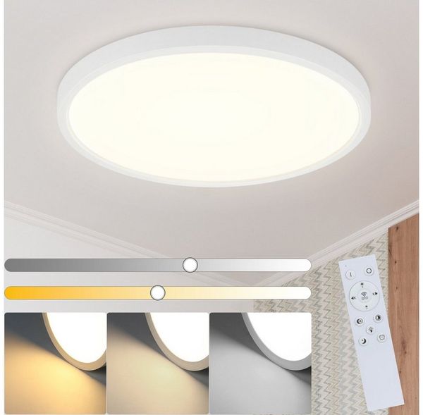 ZMH LED Deckenleuchte Modern 22/30 CM Schwarz&Weiß Deckenlampe für Wohnzimmer Flur Dimmbar, Hochwertige Design, LED fest integriert, Warmweiß-Neutralweiß-Kaltweiß, Weiß Dimmbar