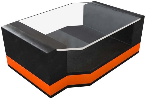 Couchtisch Leder Messana – Elegantes Design - Echtleder - Schwarz-Orange