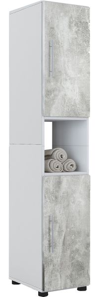 VCM Badmöbel Hochschrank Flandu 916914 Weiß / Beton-Optik H. 153 x B. 31 x T. 30 cm