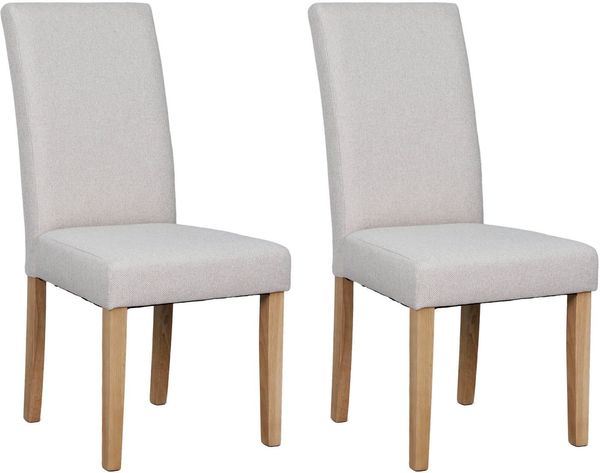 byLIVING Esszimmerstuhl 2er Set Elias/Webstoff Taupe/Gestell Massivholz Rubberwood Natur/B 47, H 99,5, T 60 cm