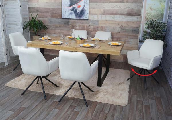 Mendler 'HWC-G67' 6er-Set Esszimmerstuhl mit Armlehne, drehbar mit Auto-Position, Creme-Beige, Schwarz