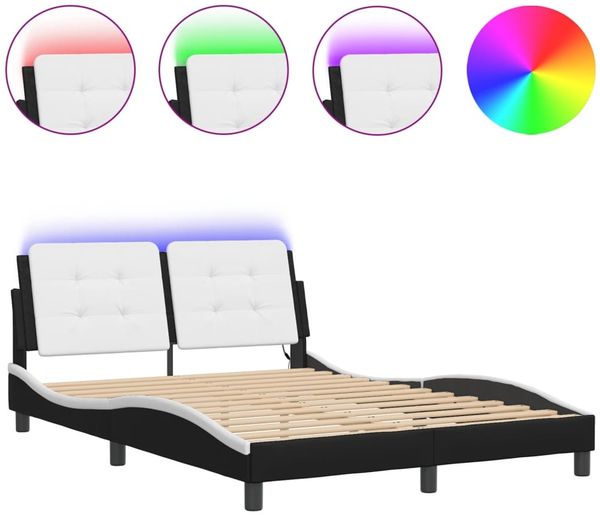 Einzelbettgestell Design für Erwachsene mit LED ohne Matratze Schwarz und Weiß 120x200 cm d3590e