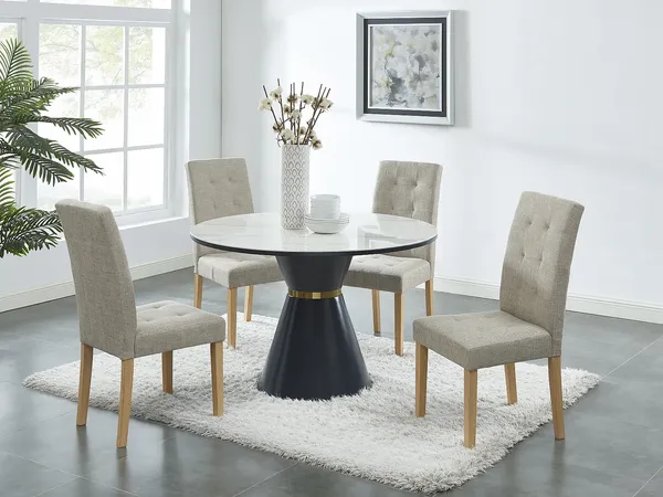 Stuhl 2er-Set VILLOSA - Stoff & Holz - Beige
