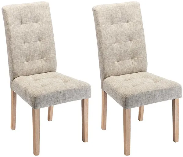 Stuhl 2er-Set VILLOSA - Stoff & Holz - Beige