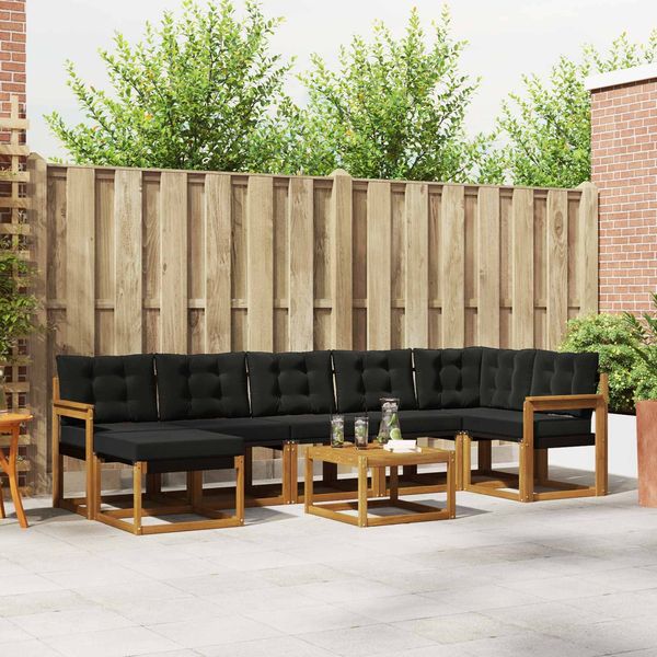 vidaXL Outdoor-Sofagarnitur mit Kissen 8 pcs Natürlich und Schwarz 3368899