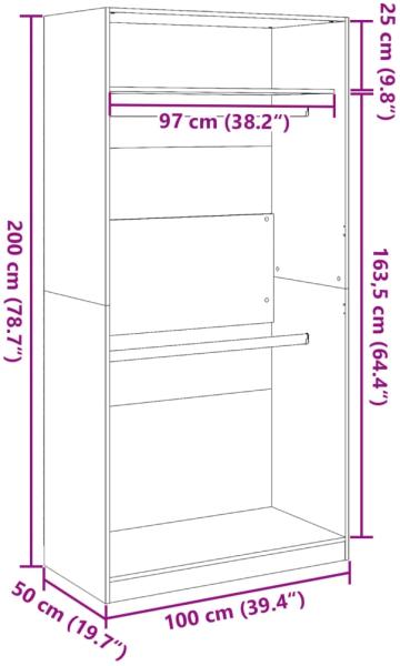 vidaXL Kleiderschrank Weiß 100x50x200 cm Holzwerkstoff 3307801 Bild 8