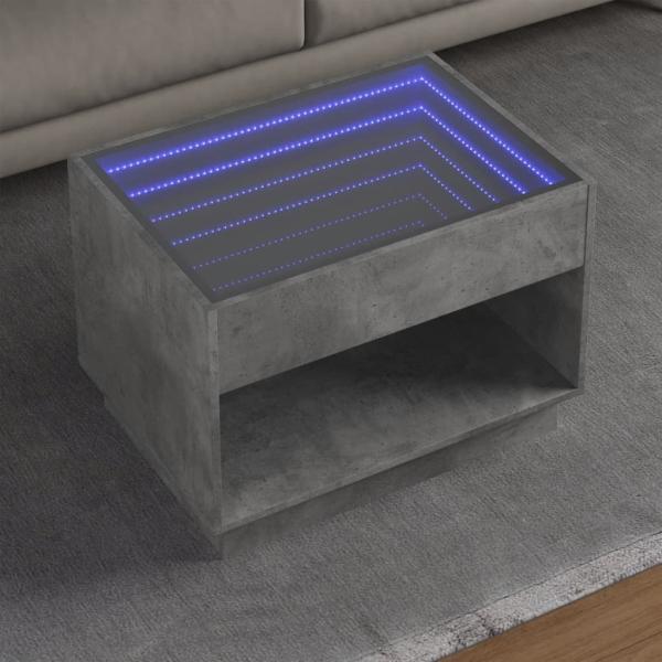 vidaXL Couchtisch mit Infinity-LED Betongrau 70x50x50 cm 847661