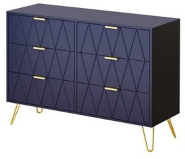 UEV Kommode mit 6 Schubladen, Sideboard für Schlafzimmer Wohnzimmer (100 x 34 x 73 cm Mehrzweckschrank mit gold Fuß, Highboard, Sideboard mit Schubladen, Schmal kommode), Küchenschrank Buffet TV Board Schrank mit Füße Aufbewahrungsschrank Bild 6