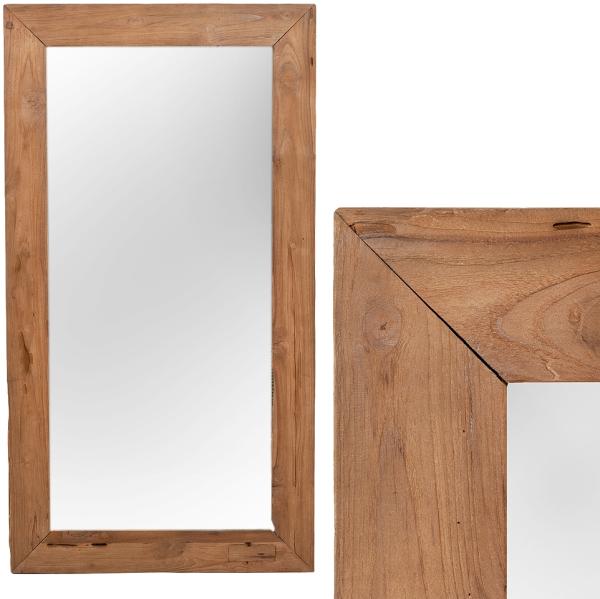 Wandspiegel TEAK ca. 130x70 cm Spiegel Holzspiegel Recycelt Massiv Rustikal Urig