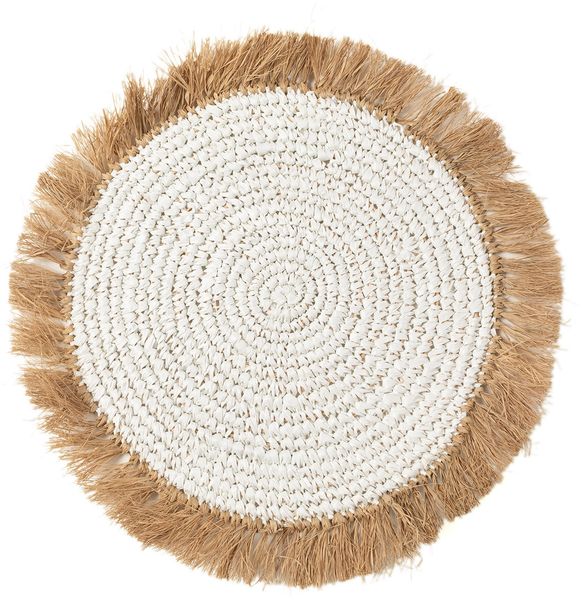 Das Water Hyacinth Raffia Platzdeckchen - Weiss Natur