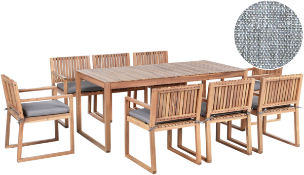 Gartenmöbel Set 8-Sitzer SASSARI PREMIUM inkl. Kissen zertifiziertes Akazienholz Grau meliert