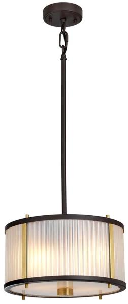 Pendellampe, Deckenleuchte, Stahl Glas, Messing , D 30 cm