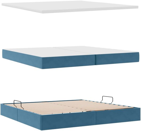 vidaXL LED-Speicherbett mit Matratze Dunkelblau 200 x 200 cm Samt 3372691 Bild 4