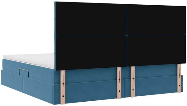 vidaXL LED-Speicherbett mit Matratze Dunkelblau 200 x 200 cm Samt 3372691 Bild 5