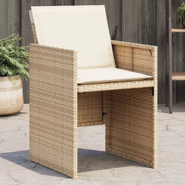 vidaXL Gartenstühle mit Kissen 4 Stk. Beige Poly Rattan 4007439