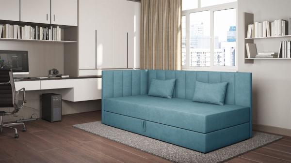 Sofa Polsterliege Kindersofa THELMA Seite Universal in Stoff Opera Velvet Blau