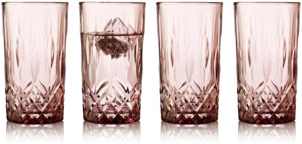 Lyngby Highball Sorrento Longdrinkglas pink 380ml Set4