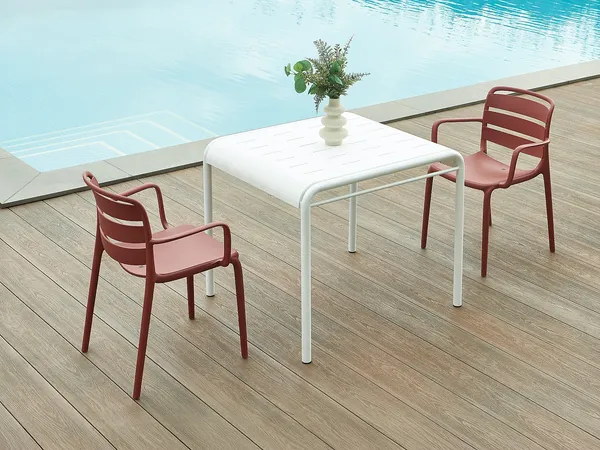 Vente-unique - MOAH Garden dining set Plastik RotWeiß - B 56,5 cm80,5 cm x H 81 cm77 cm x L 60 cm90,5 cm