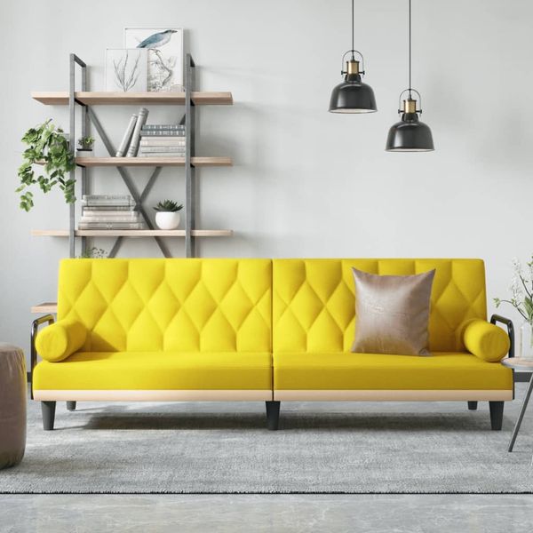 vidaXL Schlafsofa mit Armlehnen Hellgelb Stoff 351941