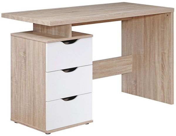 KADIMA DESIGN Schreibtisch KARIN Computertisch Weiß, 120x76x53 cm, 3 Schubladen