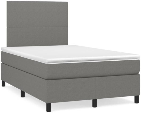 vidaXL Boxspringbett mit Matratze & LED Dunkelgrau 120x190 cm Stoff 3270184